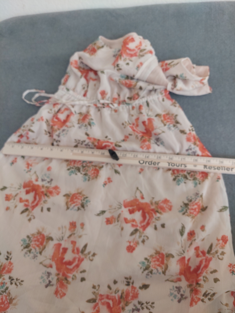 Mossimo Floral Sleeveless Maxi Dress XS Peach Orange Boho Tiered Cottagecore - Picture 8 of 10